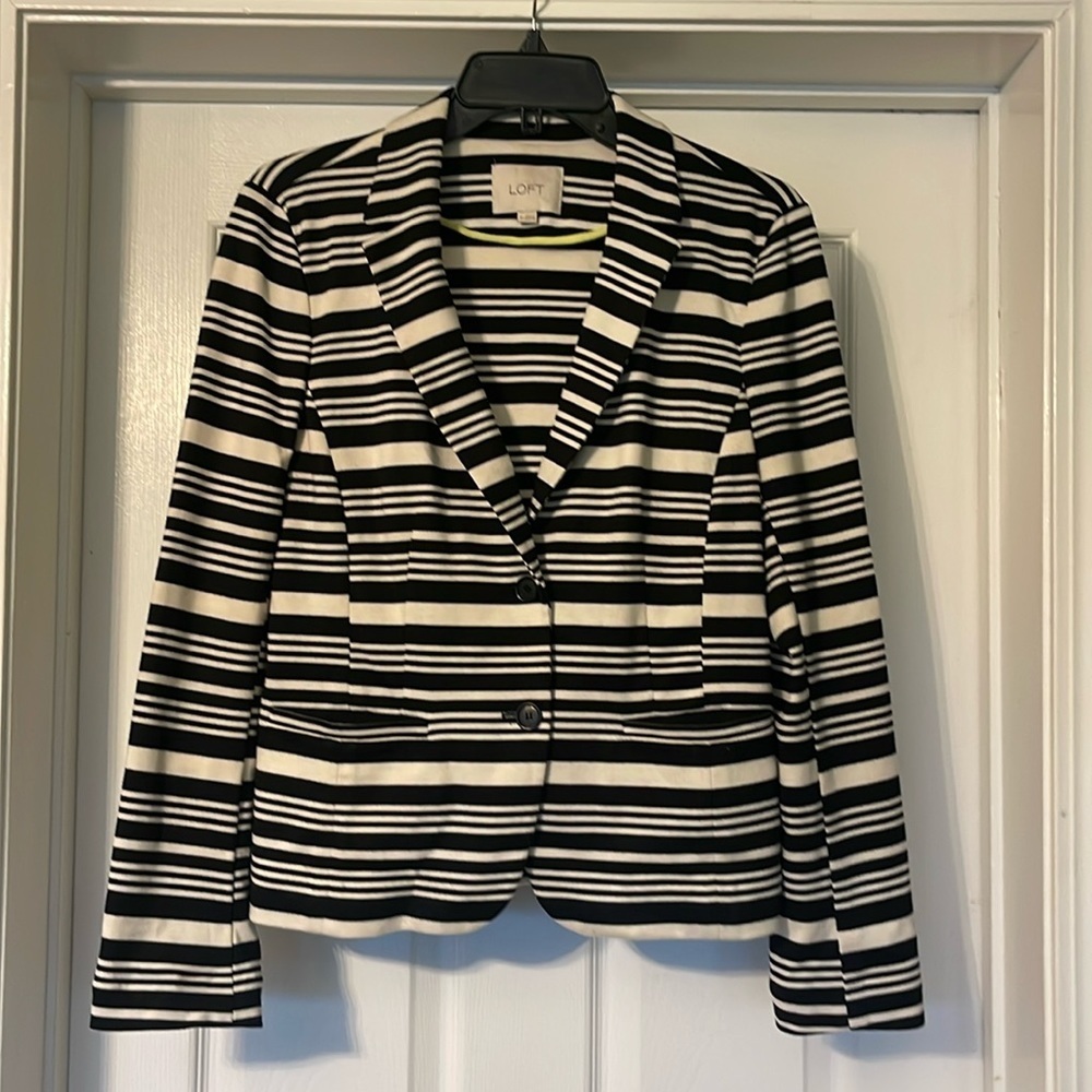 Loft black and off white stripe blazer Size M